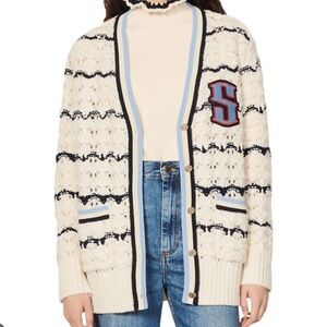 Sandro Cream and Blue Cardigan